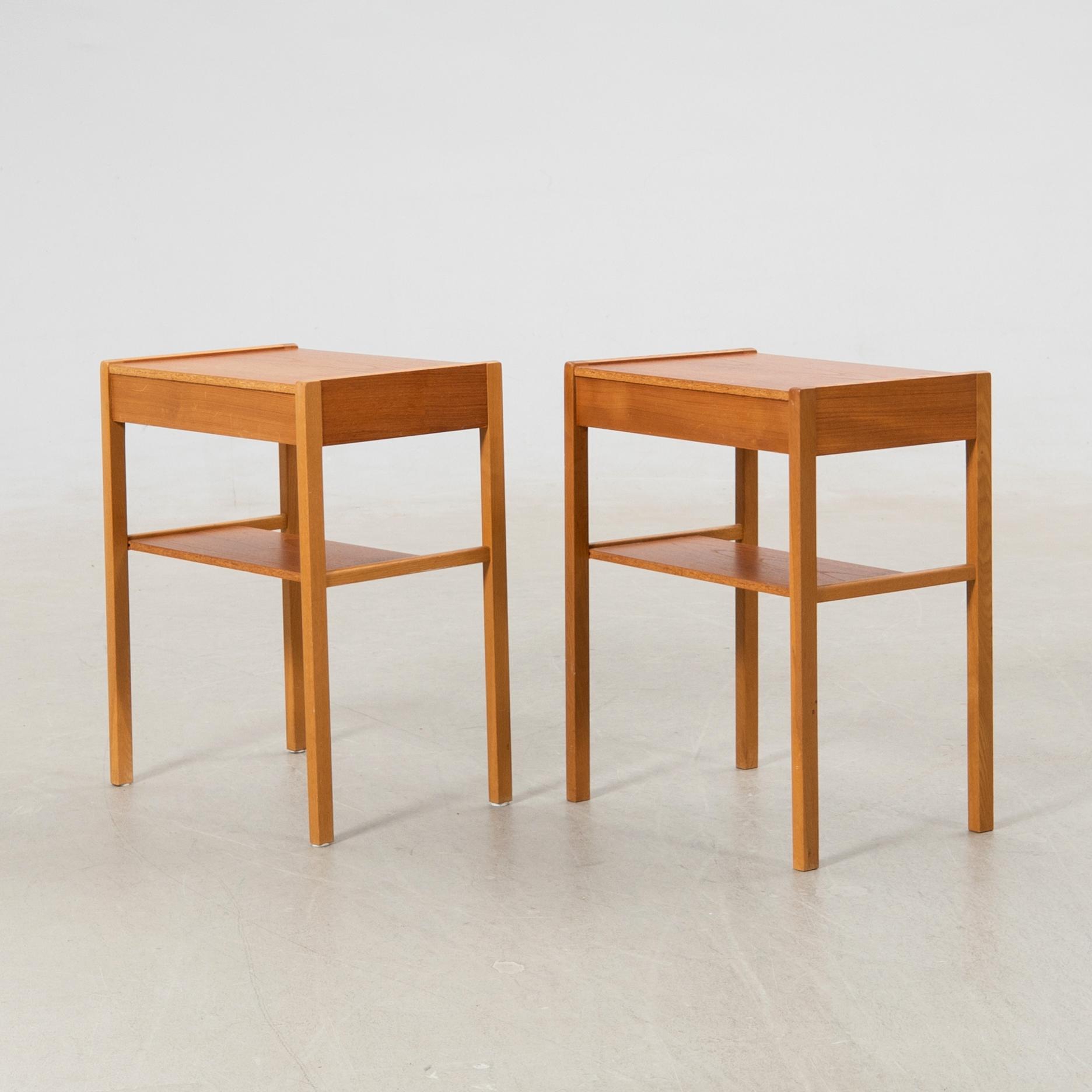 Bedside tables, a pair, mid-20th century.