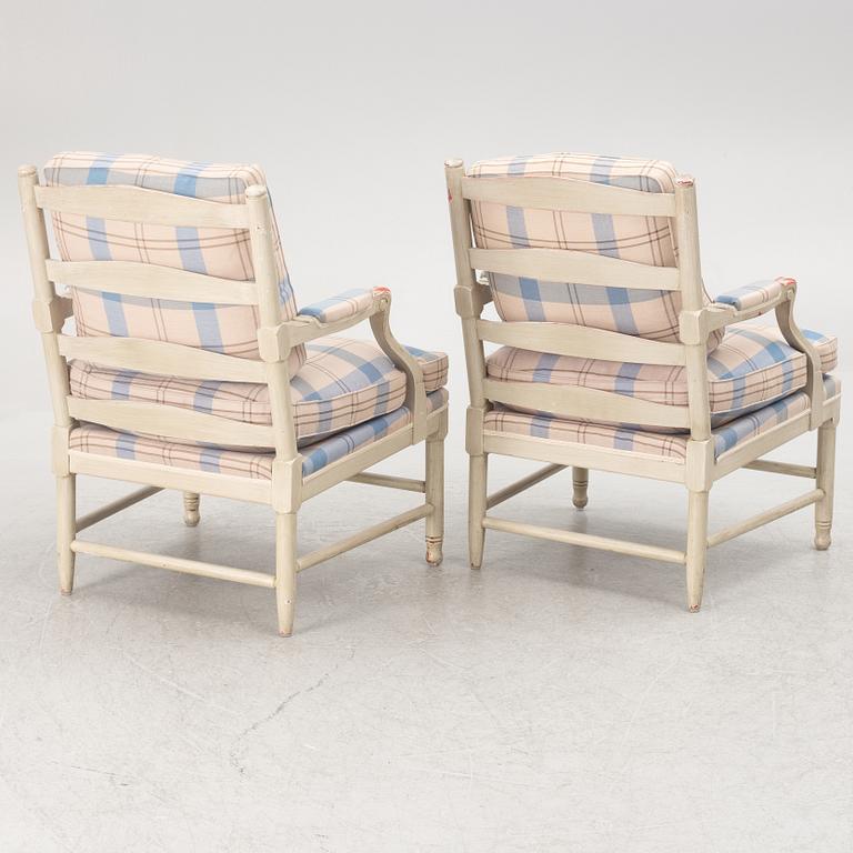 A pair of Gustavians style armchairs, 20th century.