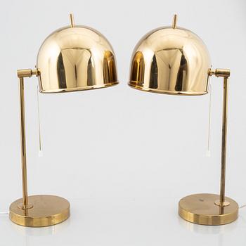 Eje Ahlgren, a pair of brass table lamps, model 'B-075', Bergboms, Sweden, 1960-70s.