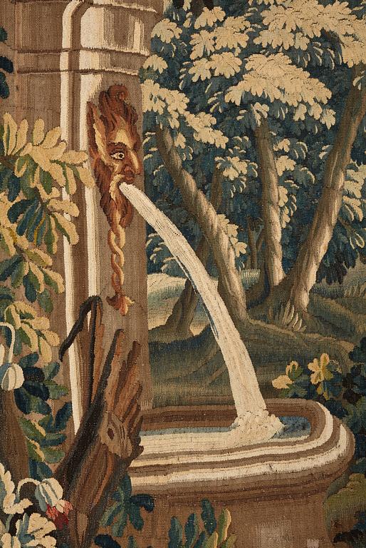 Vävd tapet, "Verdure", gobelängteknik, ca 280,5-290 x 432,5-436 cm, signerad ViTRA.M.R.D'AVBVSON.