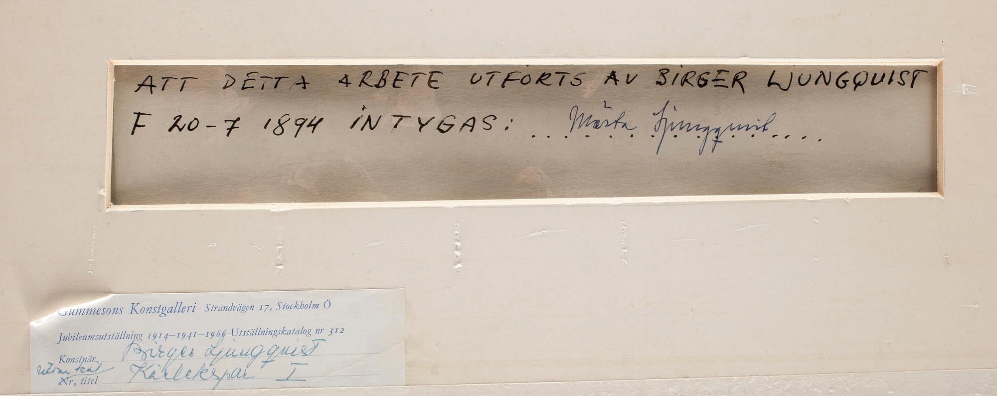 BIRGER LJUNGQUIST, gouache och krita på papper, osignerad.