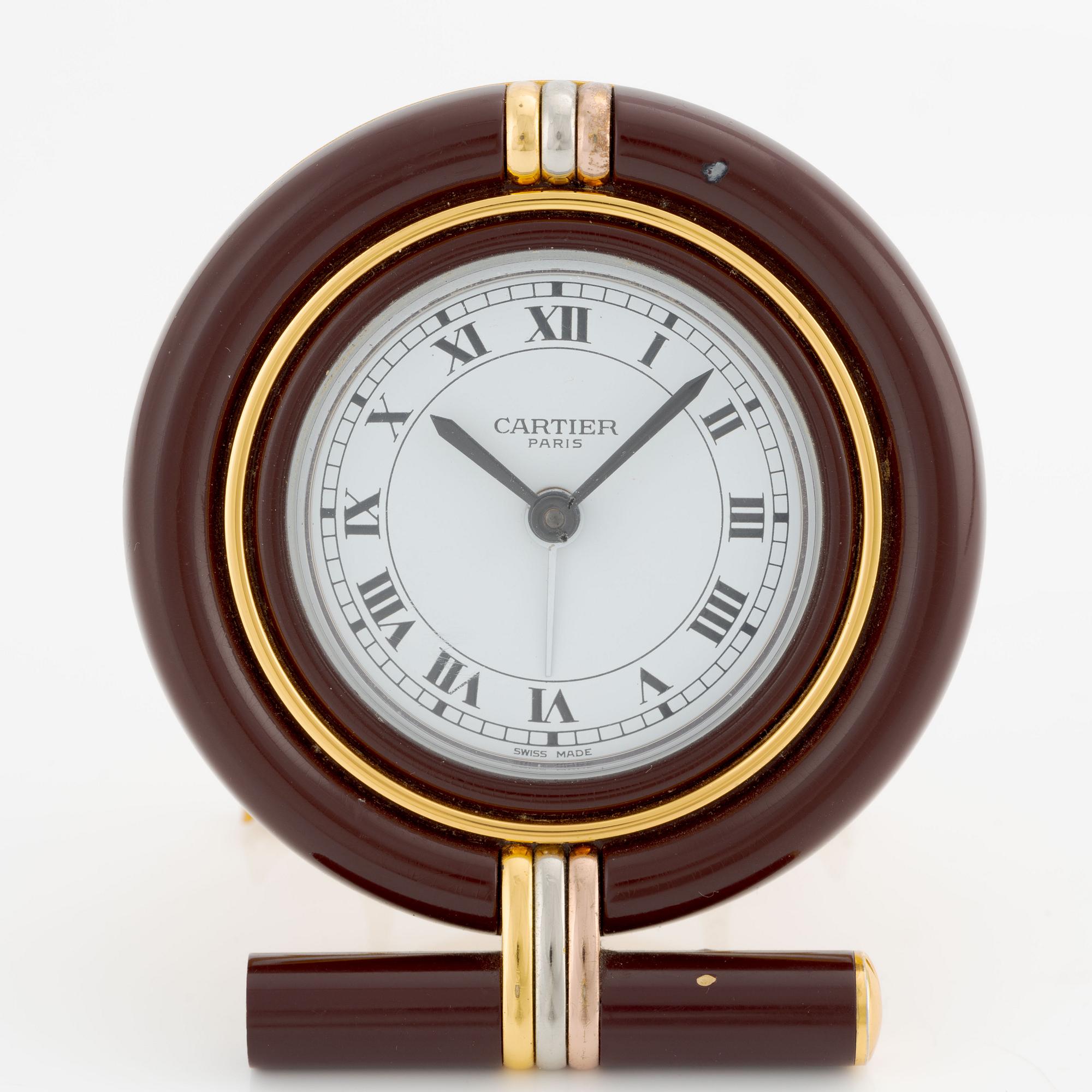Cartier, alarm clock, 75 x 86 x 26 mm.