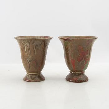 Andersson & Johansson vases 6 pcs Höganäs early 20th century glazed stoneware.