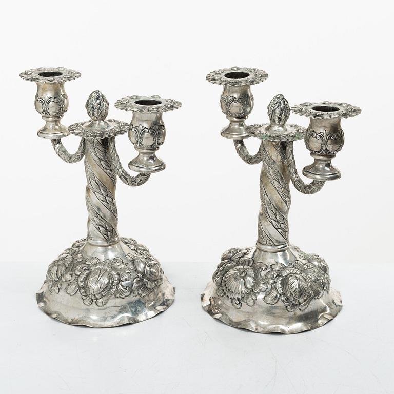 Kandelabrar, ett par, silver, barockstil, Tyskland 1900-tal.