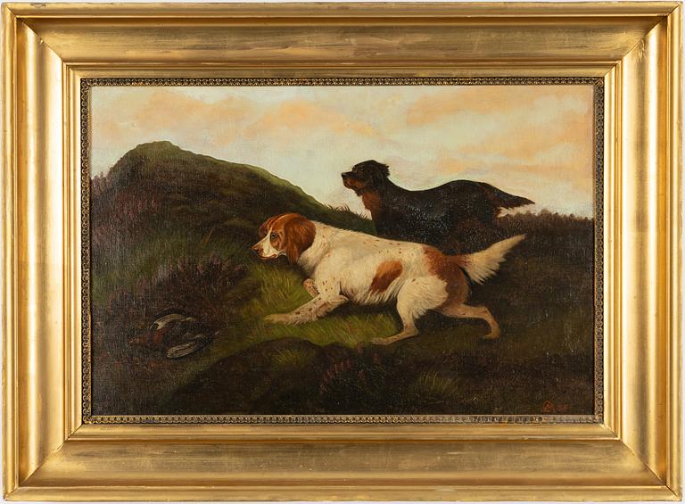 English school, 20th century, Hunting dogs.