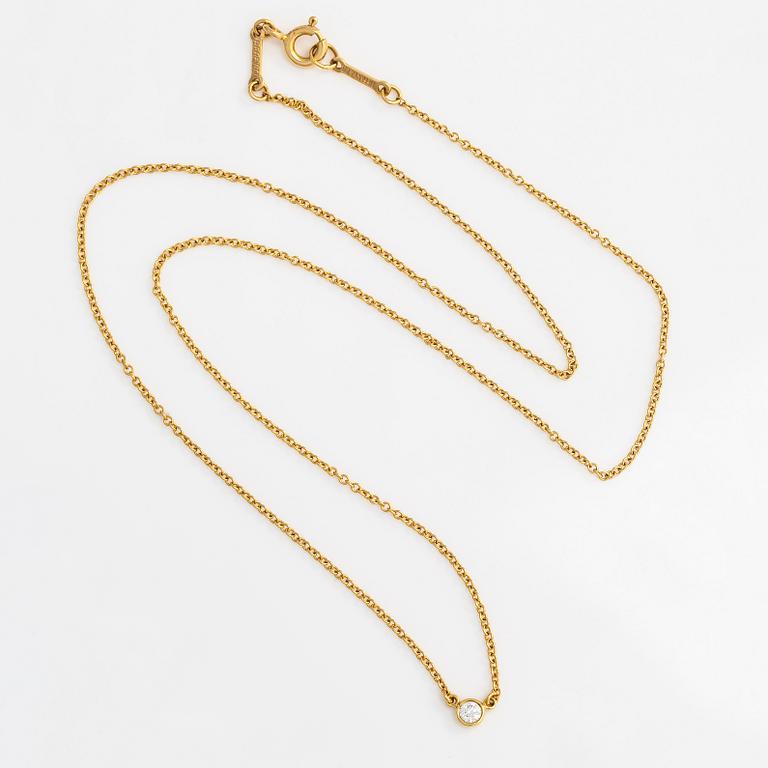 Tiffany & Co, Elsa Peretti, halsband, "Diamonds by the Yard", 18K guld med en briljantslipad diamant.