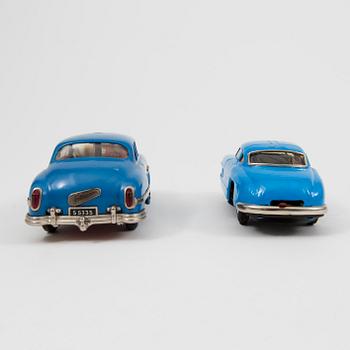 Two tinplate cars by Schuco and Kato Sairen German and Japan 1950s.