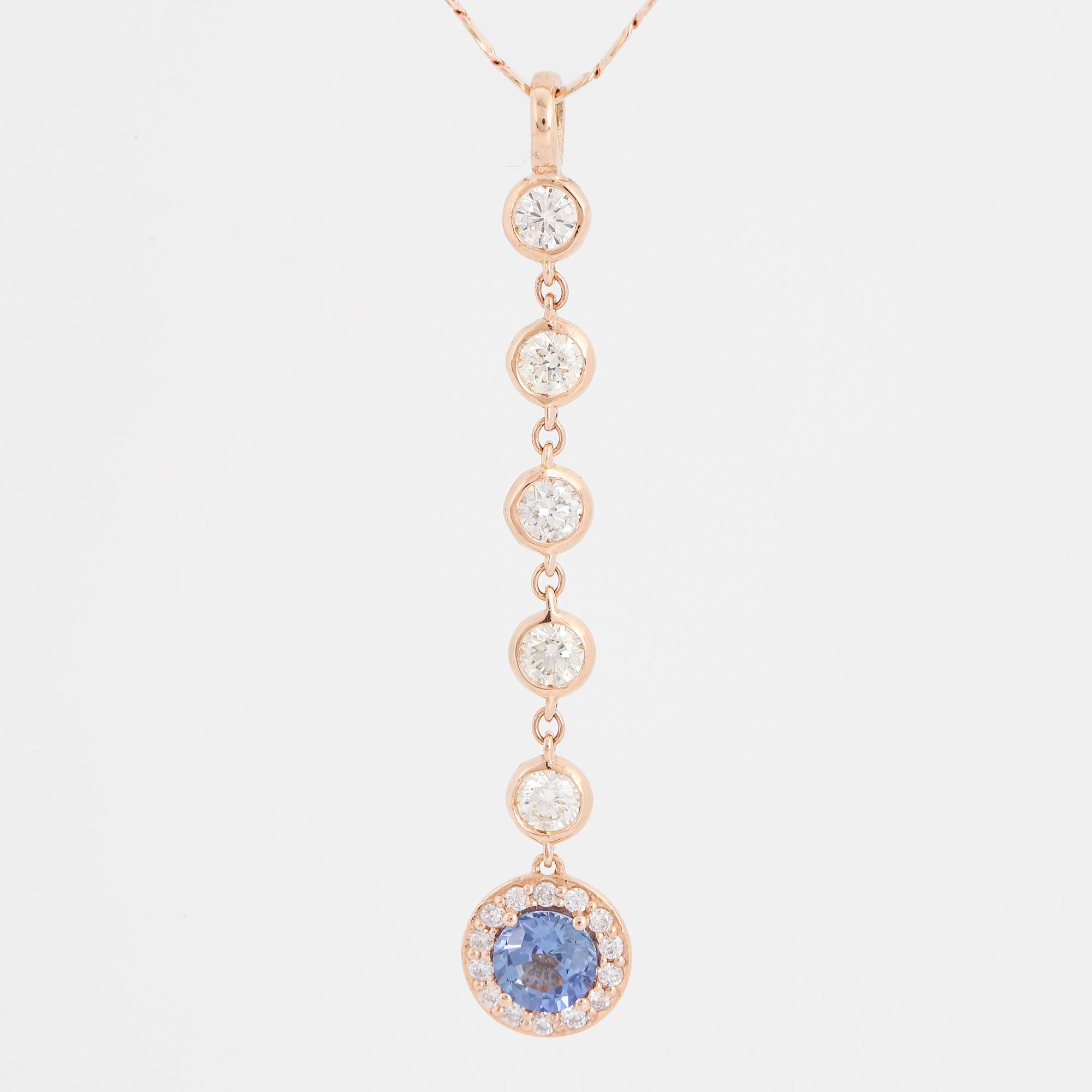 Sapphire and brilliant-cut diamond necklace.