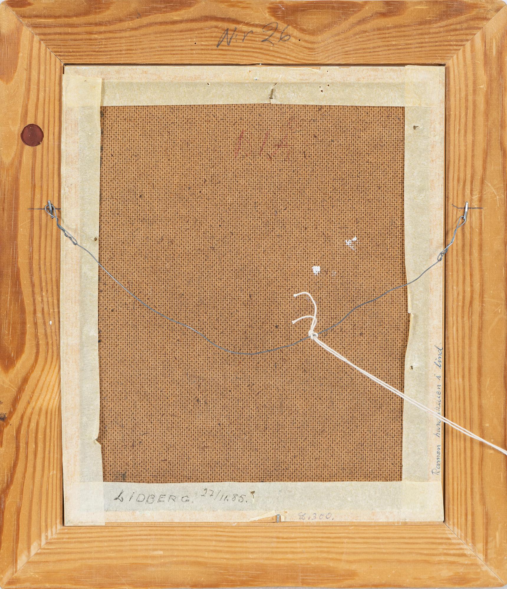 Sven Lidberg, olja på pannå med konstnärsram, signerad.