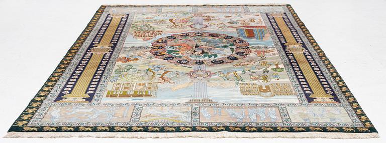 Rug, figural Tabriz, approx. 304 x 198 cm.