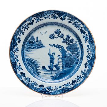 A pair of blue and white Chinese Export dishes, Qing dynasty, Qianlong (1736-95).