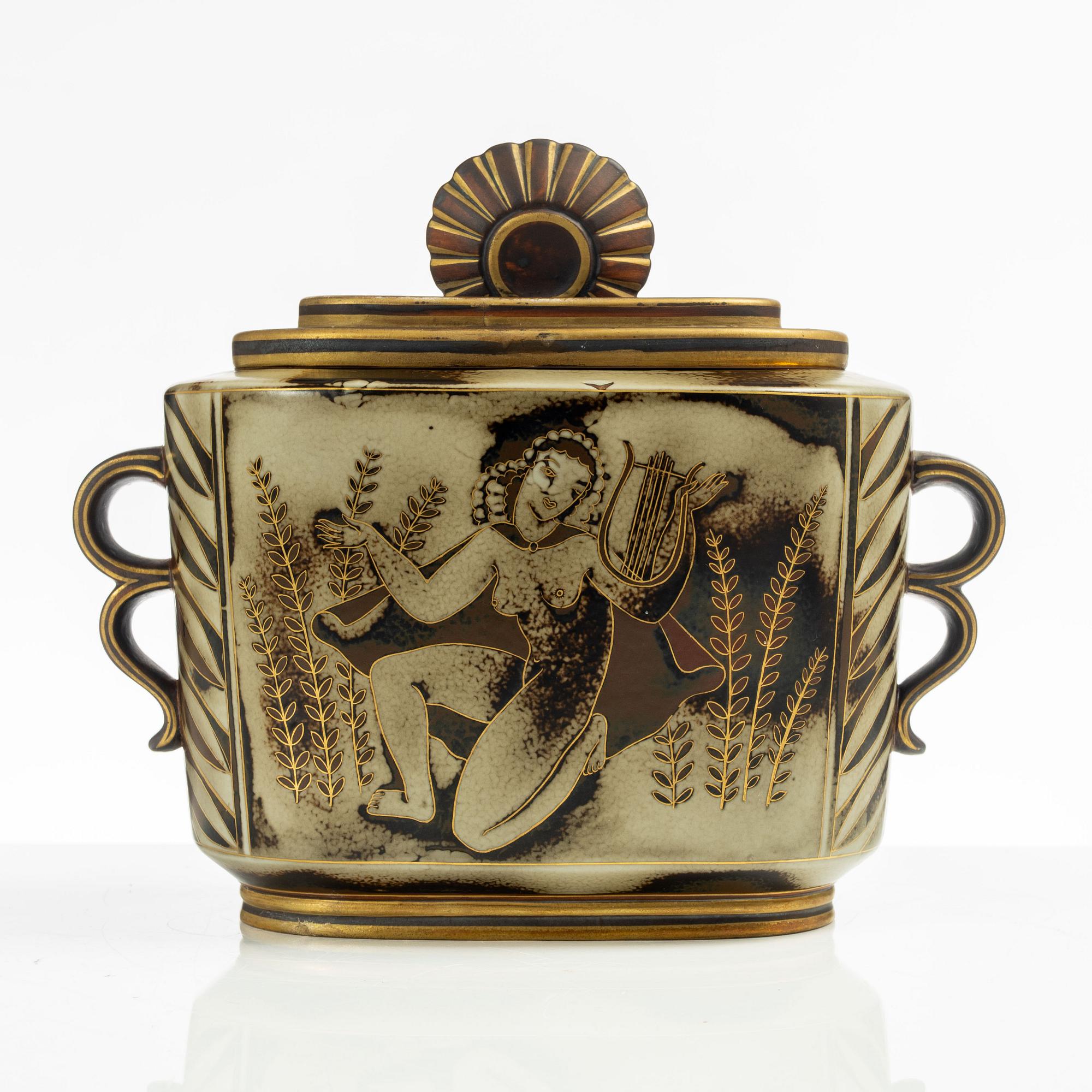 Gunnar Nylund, urna med lock, "Flambé", Rörstrand.