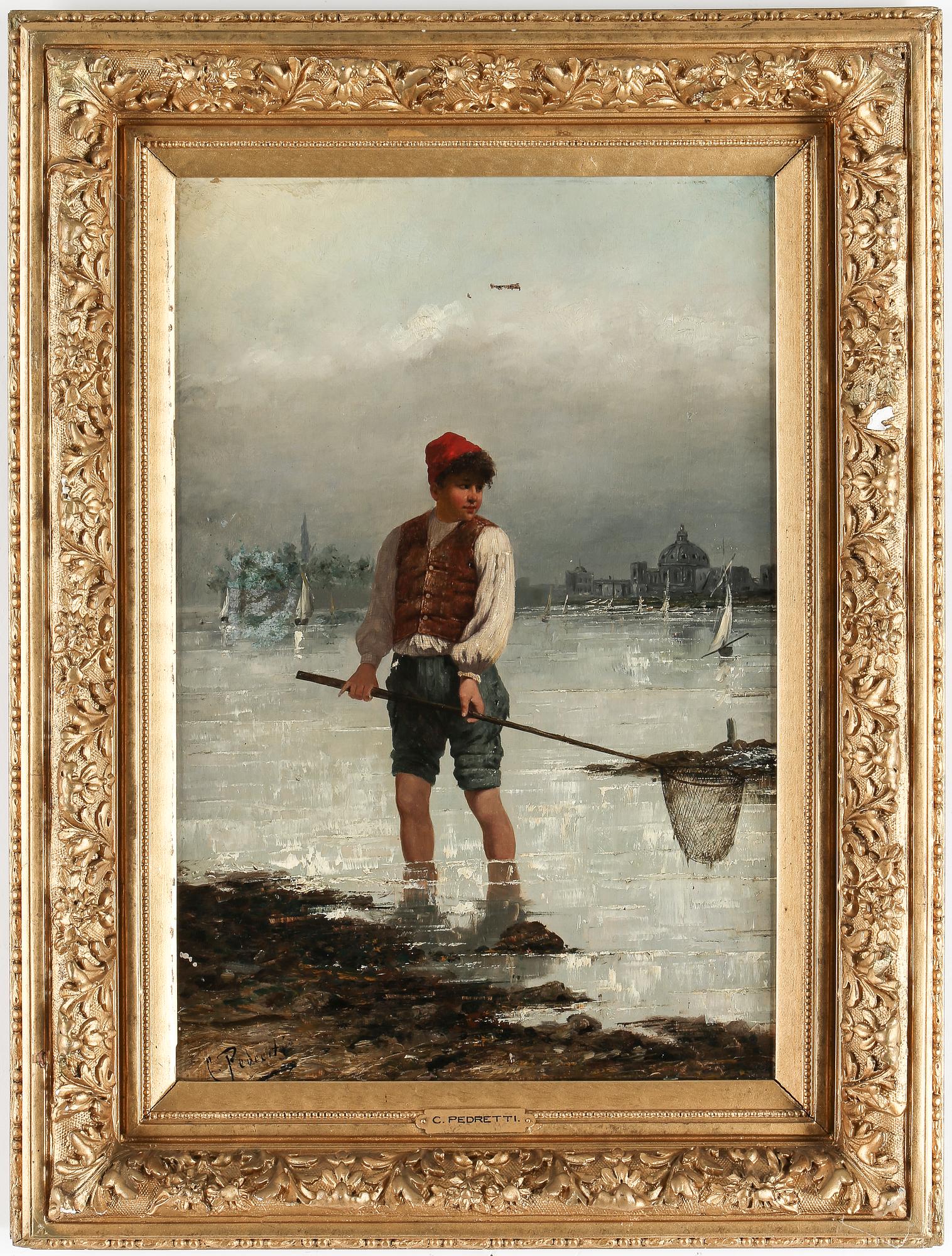 OKÄND KONSTNÄR, olja på duk, signerad C. Pedretti, sent 1800-tal.