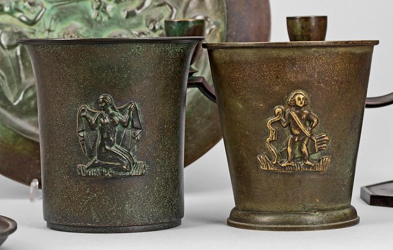 PARTI BRONS, 7 delar, bl.a. GAB o Ystad, 1930-tal.