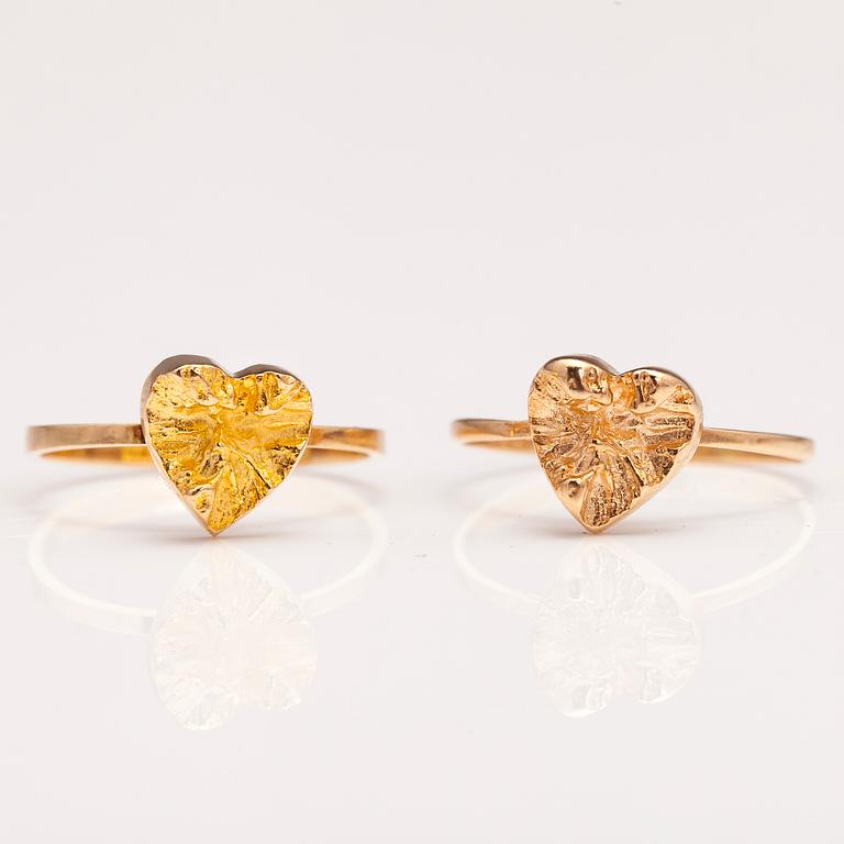 BJÖRN WECKSTRÖM, SORMUKSIA, 2 kpl, 14K kultaa, Lapponia 1976 ja 1984.