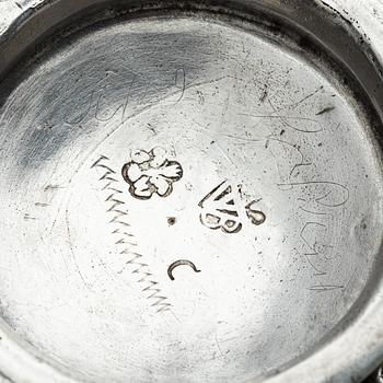 Johan Wallman, brännvinskål, silver, Varberg 1719. Barock.