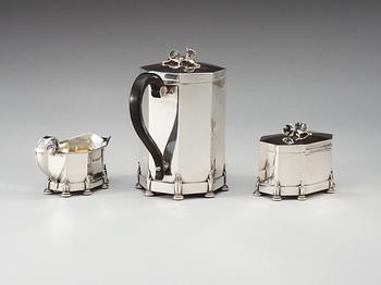 An Atelier Borgila three pieces of silver coffee service, Stockholm 1929.