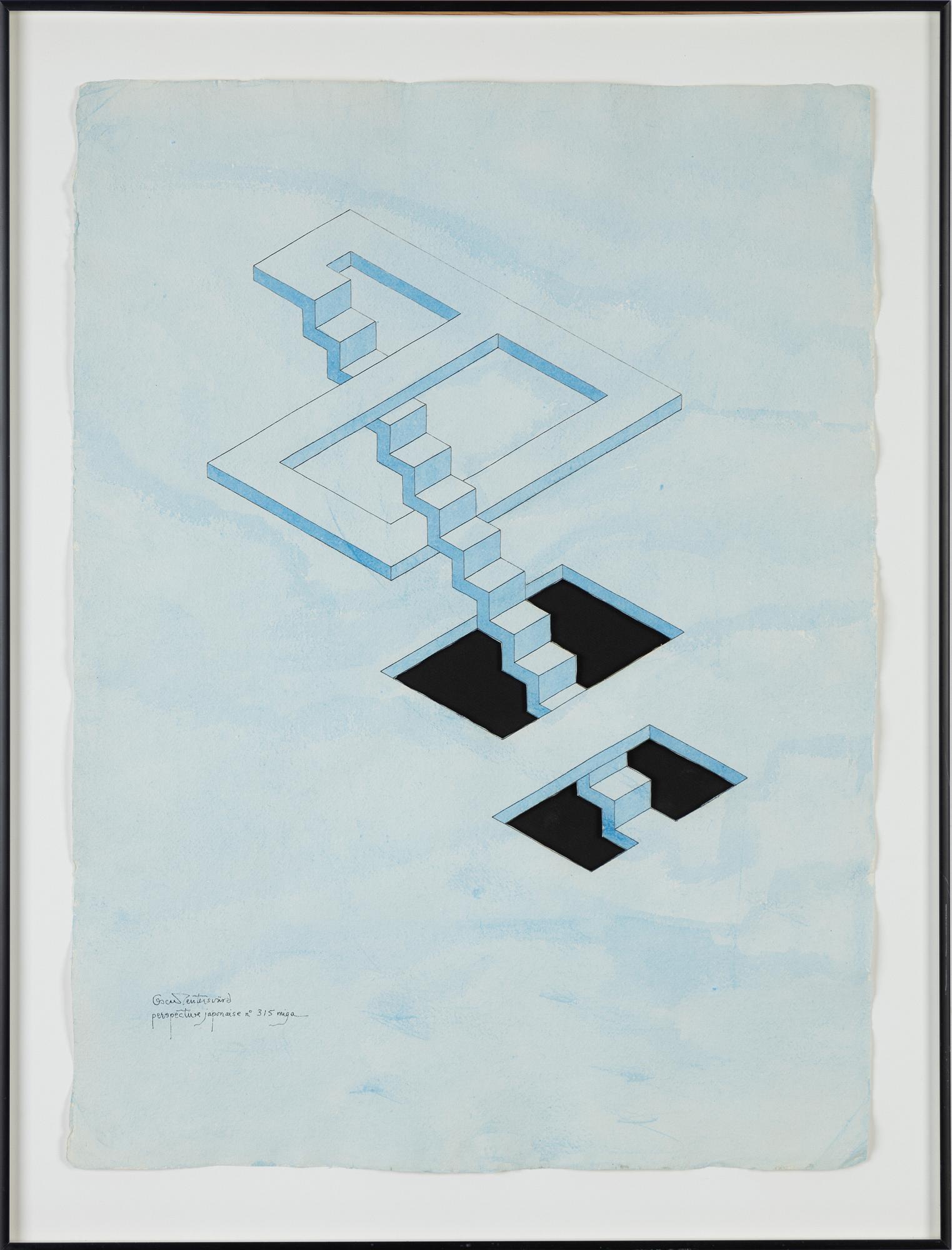 Oscar Reutersvärd, watercolour and ink, signed.