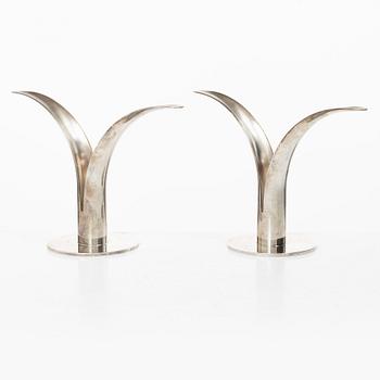 Ivar Ålenius-Björk, Candle holders, a pair, silver-plated, "Liljan", Skultuna.