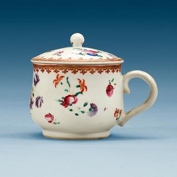 1607. A set of seven famille rose custard cups with covers, Qing dynasty, Qianlong (1736-95).