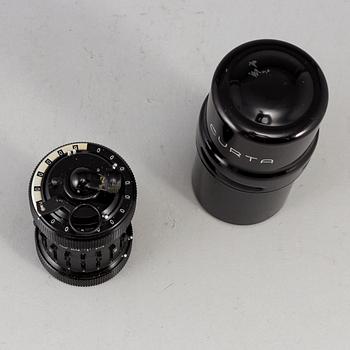 A 'Curta, Type I' calculator developed by Curt Herzstark, Contina AG Mauren, Lichtenstein, designed in 1947.