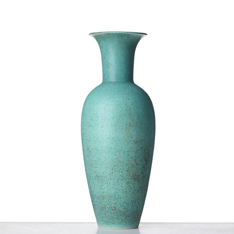 Gunnar Nylund, a mid 20th century bird's egg glazed stoneware floor vase, Rörstrand, Sweden.