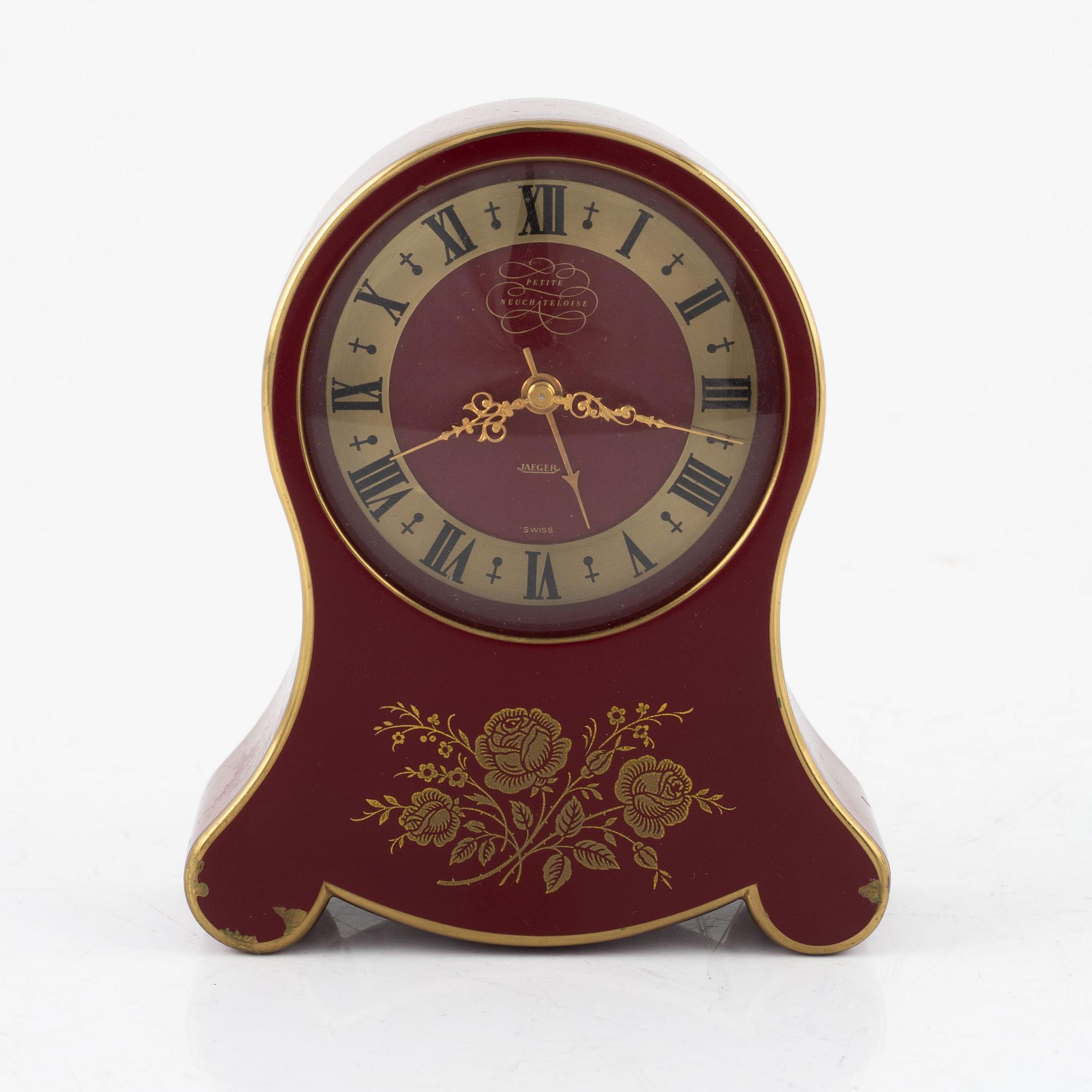 Table clock, 'Petite Neuchateloise', Jaeger-LeCoultre, Switzerland, around the mid-20th century.