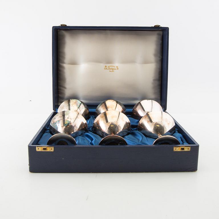 Cocktailbägare, 6 st, silver, GAB, Stockholm 1954.