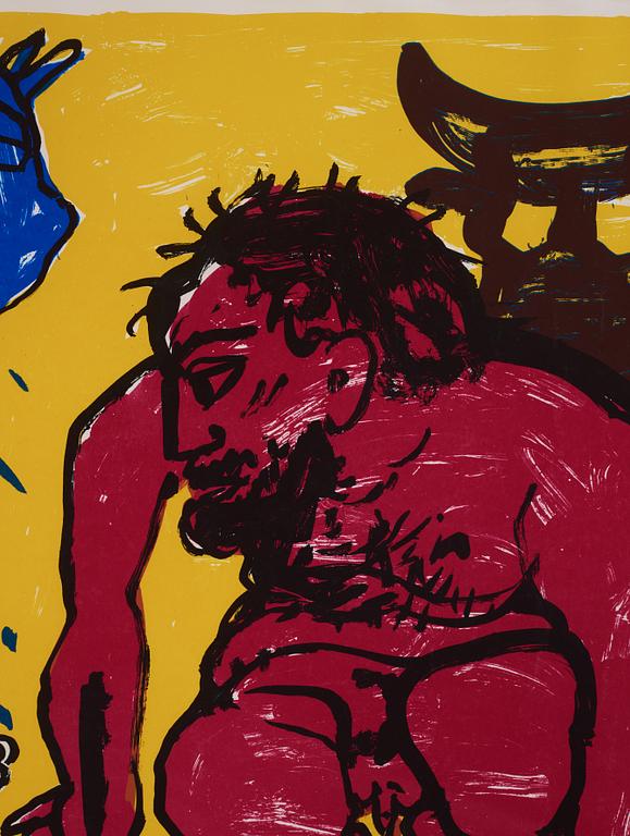 A.R Penck, färglitografi.