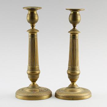 LJUSSTAKAR, 1 par, mässing, empire, 1800-talets första hälft.