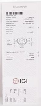 Ring, solitaire, brilliant cut diamond, 14K white gold.