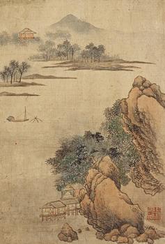 An album with 12 landscape paintings in the style of Wang Hui (1632-1717), Qing Dynasty, 19th century.