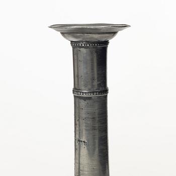 A pair of late gustavian pewter candlesticks attr. to Hans Wicksten (master in Västerås 1782-1810/14).