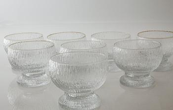 SKÅLAR, 8 st, glas, "Kekkerit", Iittala, 1900-talets andra hälft.