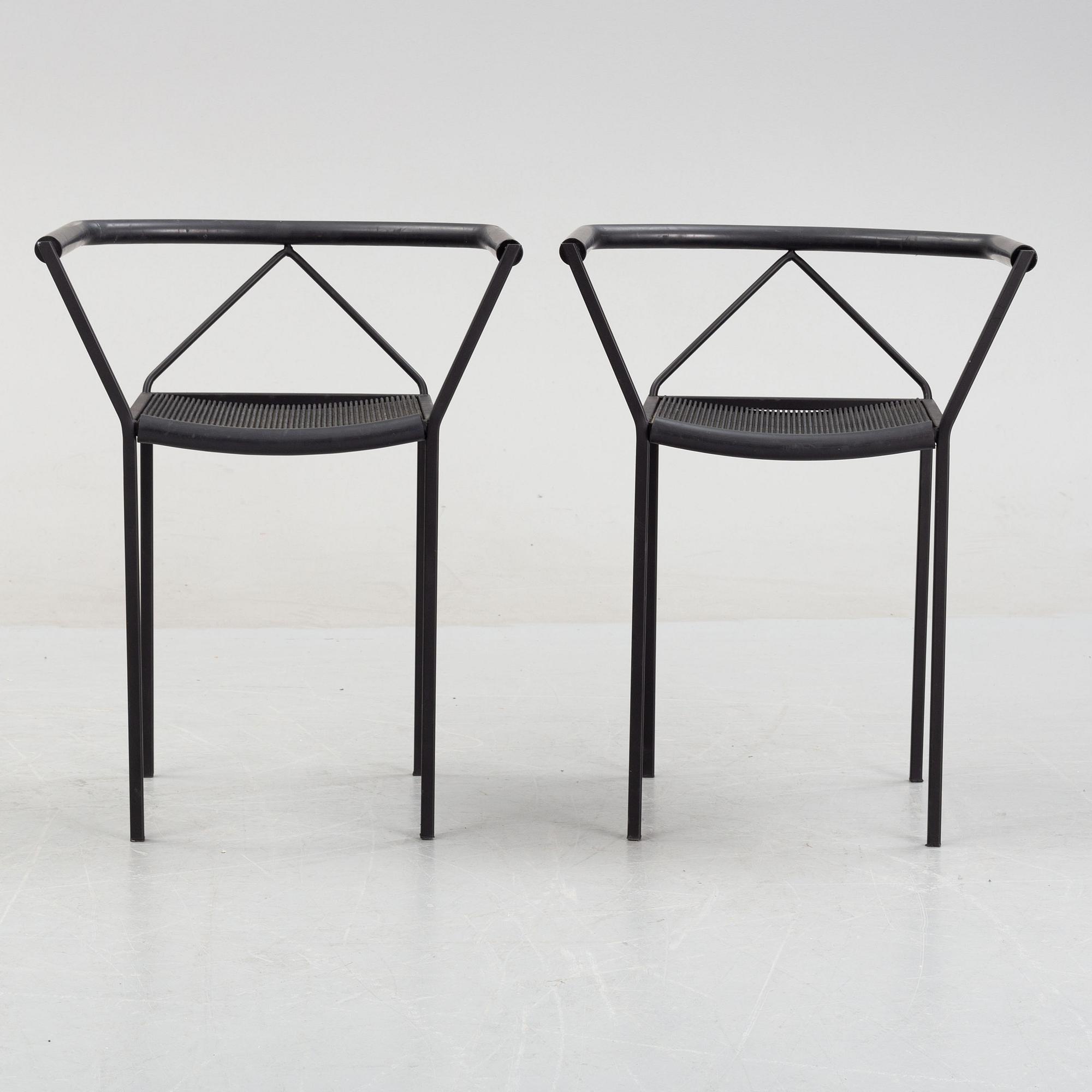 Maurizio Peregalli, a pair of 'Poltroncina' chairs for Zeus Noto, Italy. The model designed 1984.