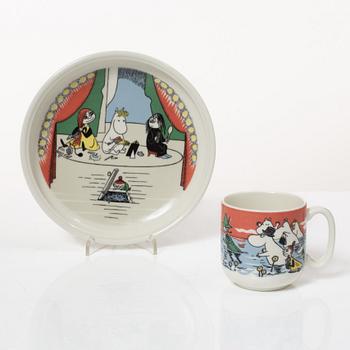Arabia, Moomin mugs, plates and a jug, 7 pieces, porcelain, Finland.