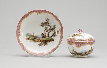 A Meissen cup and saucer and cover, Marcolinis period (1774-1814).