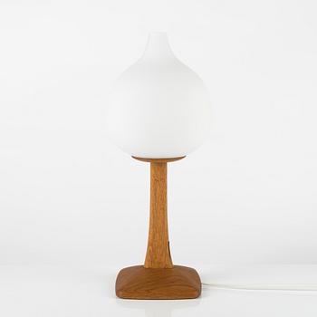 Uno & Östen Kristiansson, an oak and glass table light, Luxus, Vittsjö.