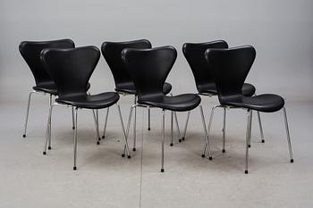 STOLAR, 6 st. "Sjuan". Arne Jacobsen för Fritz Hansen.