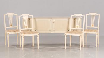 MATSALSMÖBLEMANG, 6 delar, gustaviansk stil, 1900-talets andra hälft.