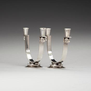 A pair of Gunlach Pedersen sterling candelabra, Georg Jensen, Copenhagen 1925-32, design nr 623.