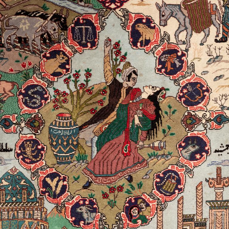 Matto, Old, Tabriz part silk, ca 149 x 99 cm.