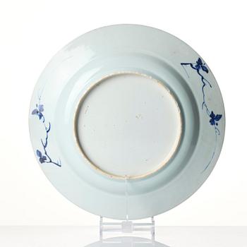 A blue and white 'lotus' dish, Qing dynasty, Kangxi (1662-1722).