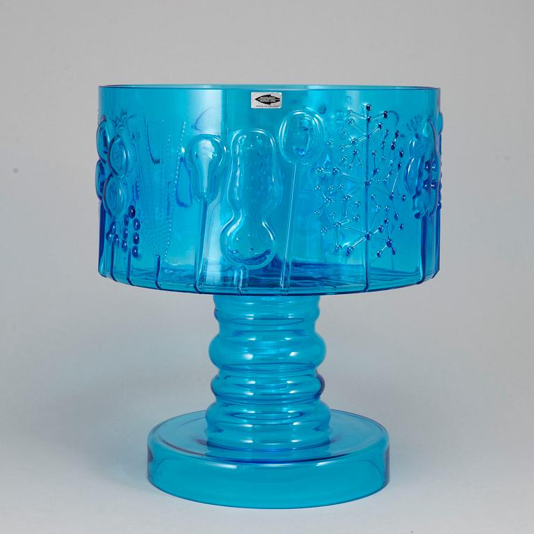 OIVA TOIKKA, skål på fot, glas, "Flora"-serien,  Nuutajärvi Notsjö.