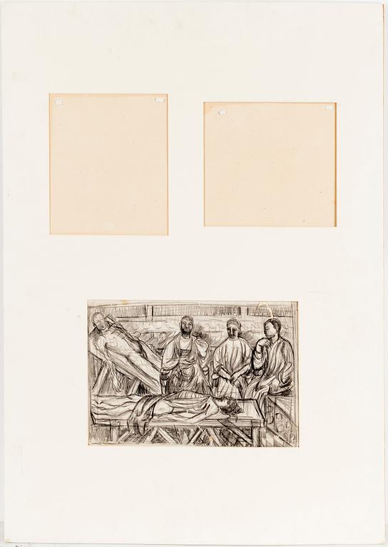 PETER WEISS, charcoal on paper.