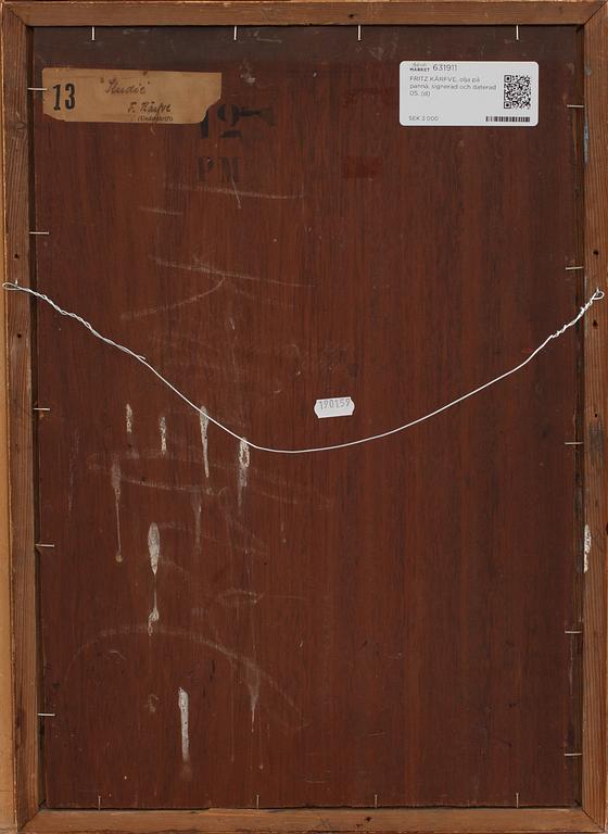 FRITZ KÄRFVE, olja på pannå, signerad och daterad 05.