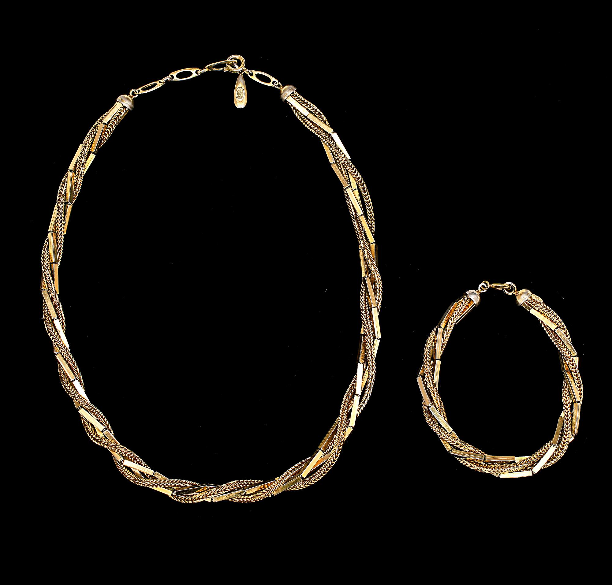 HALSBAND samt ARMBAND, gulmetall, Dior, 1958.