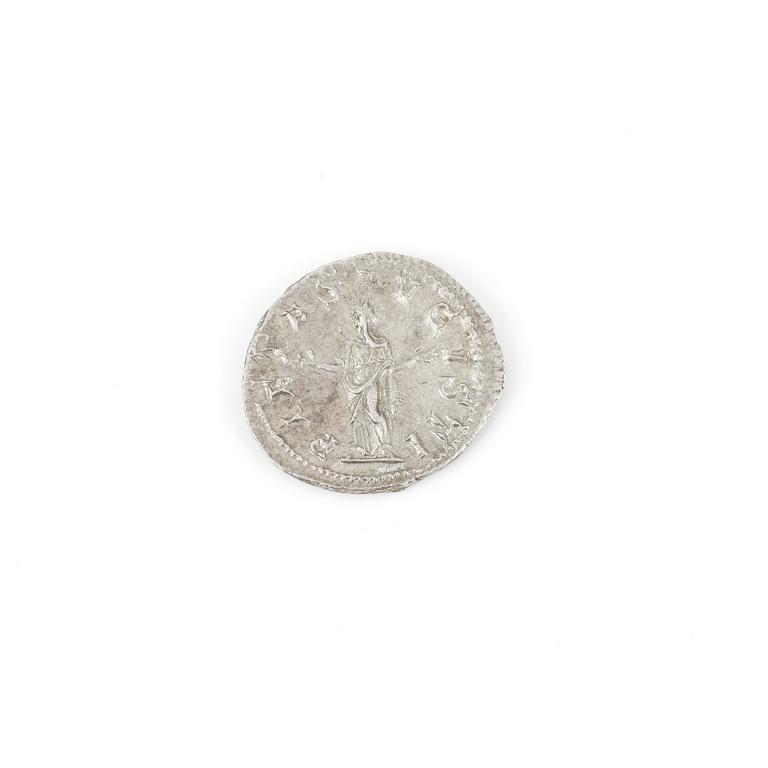 SILVERMYNT, Denarius, Gordian III, Romerska riket 238-244 efter Kristus. Ca 3 gram.