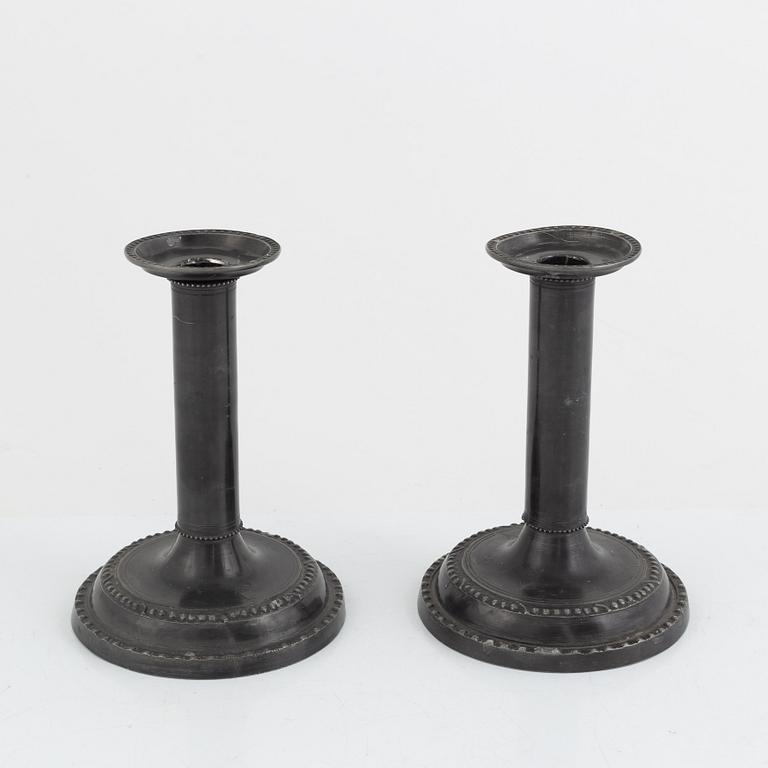 A Pair Swedish Gustavian Style Pewter Candlesticks, B O Santesson, Stockholm 1953.