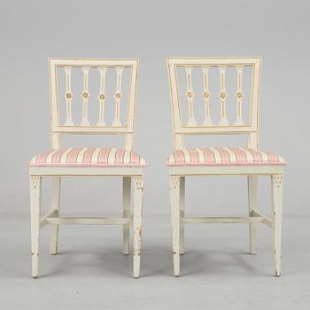 A pair of Swedish Gustavian chairs by Anders Andersson, signed AAS, Lindome from around year 1800.